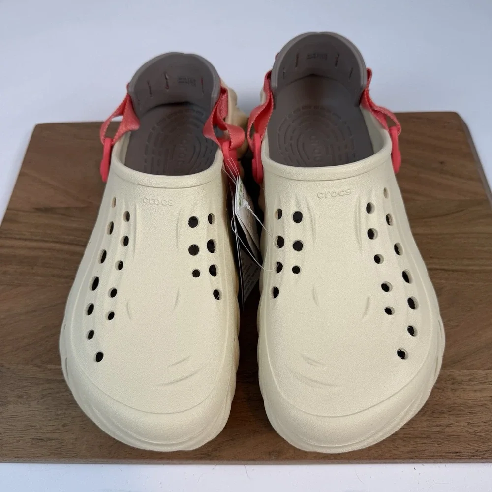 New NWT Mens Crocs‎ Echo Ivory Comfort Clogs Sandals Shoes Size 13 M